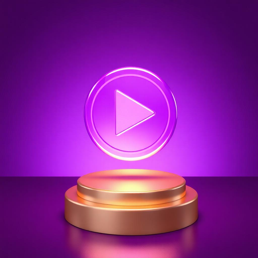 Arquivo de vídeo com selo HD 1080p sobre uma bandeja dourada de download